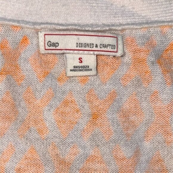 Gap Womens Flourescent 3/4 Length Sleeve Knit Cardigan-White/Orange-Small-GUC - Picture 3 of 5